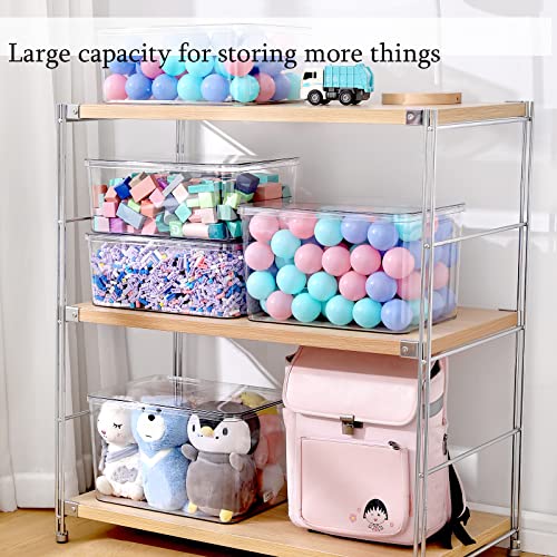 Stackable Food Storage Bins Set 3 XL + 2 Medium Transparent Plastic Organizers