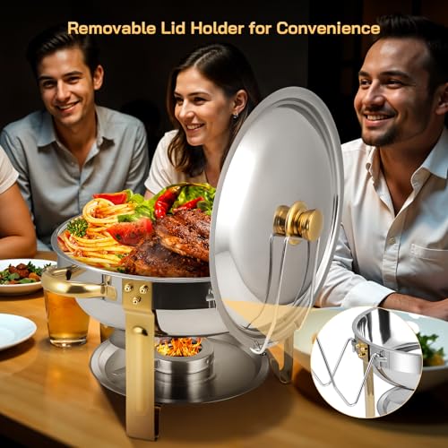 BOEASTER 2-Pack 5QT Stainless Steel Buffet Chafing Dishes Set with Gold & Silver Finish