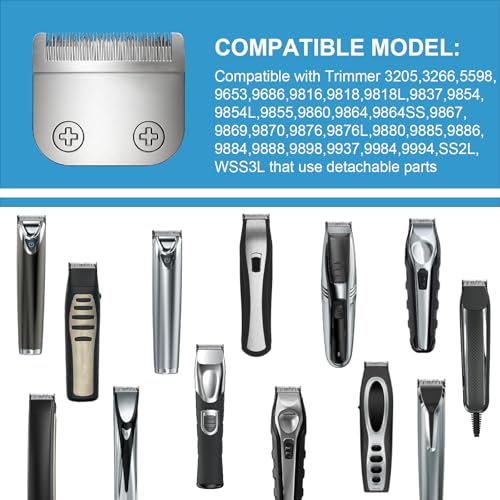 59300 Stainless Steel Replacement Detachable 30mm Standard Blade Compatible with WHAL All in One Lithium Ion Trimmer 9864/9864SS/9686/9818A/9854L/9876L/9854/WSS3L/SS2L etc (3 Pack)