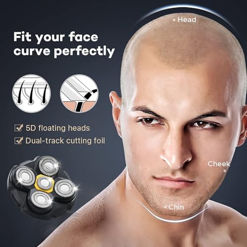 Silvery 4-Pack Head Shaver Replacement Heads for Microtouch Titanium Head Bald Men