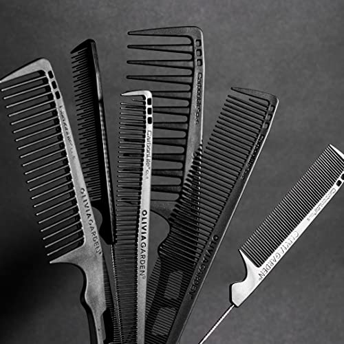 Olivia Garden CarbonLite Carbon Combs for Women and Men - Professional Hairdresser and Barber Accessories - Heat Resistant Up to 460 Degrees