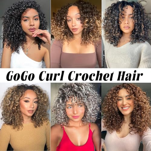Vomella GoGo Curl Crochet Hair 8 Packs Water Wave 10 Inch Short Curly Synthetic Extensions - Natural Look, Easy Install, Black Women
