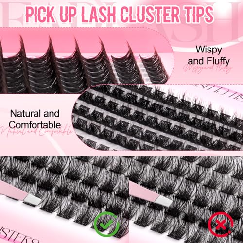 Lash Clusters DIY 4 Styles Cluster Eyelash Extensions with Thin Band Wispy Lashes Clusters D Curl Eyelash Clusters 8-16mm by FADLASH(F1+F3+C3+K001, 8-16mm)