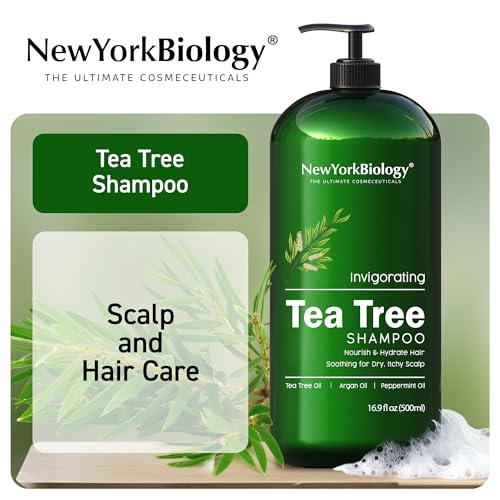 New York Biology Tea Tree Shampoo 16.9 Fl Oz Pack of 2 - Hydrating, Sulfate-Free Hair Care for Men & Women