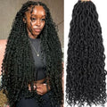 30 Inch Boho Goddess Faux Locs Crochet Hair - Black Curly Synthetic 8 Pack