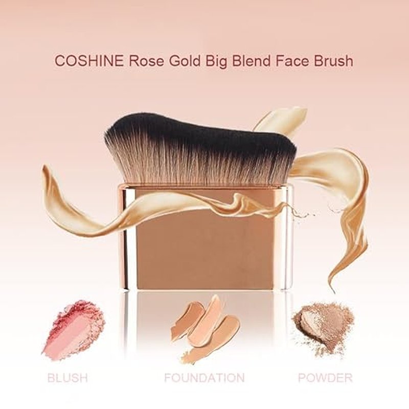 COSHINE Rose Gold Big Self Tanning Blend Brush, COSHINE Oval Foundation Makeup Blender, Kabuki Brush For Face or Body Makeup