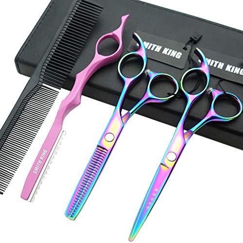 Smithking Rainbow 5.5 Inch Hair Cutting Scissors Set with Thinning Shears & Case