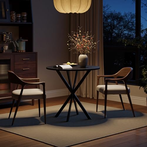 Unovivy 31.5 Inch Round Small Dining Table for 2-4, Black, Model 31.5x31.5x29.53 in