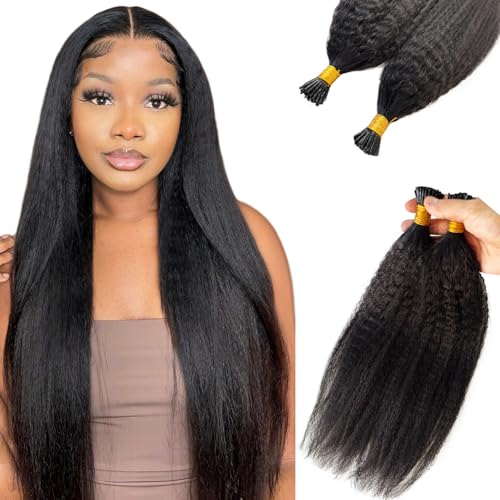 Kinky Straight Human Hair Extensions I Tip Hair 22 Inch 50G - Variation KS / 22 Inch-50G