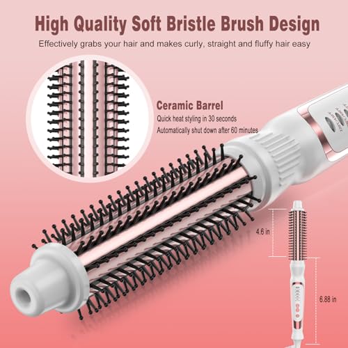 1 Inch Ceramic Tourmaline Heated Round Brush - White - Curling Iron & Voluminous Styling