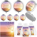 24 Sets Mother's Day Church Gifts Bulk Christian Compact Makeup Mirror Bible Verse Round Pocket Mirror with Gift Cards Organza Bags for Women (3 Style)