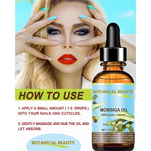 Botanical Beauty? Moringa Oil 100% Pure Natural Undiluted Cold Pressed Carrier Oil for Face Skin, Hair, Lips, Nails. Rich in Vitamin C, Vitamin E (0.5 Fl Oz 15 ml)