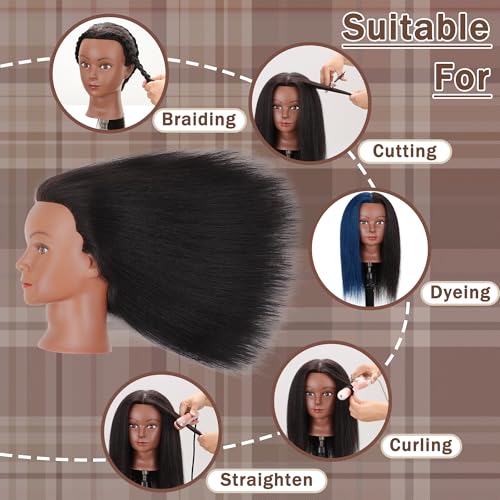 YODIDI 16-Inch Human Hair Mannequin Head for Hair Styling & Practice