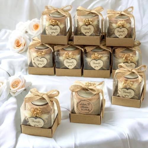 40 Pack Rustic Tealight Candle Holders Wedding Favors Bulk Set - Gift Box Included