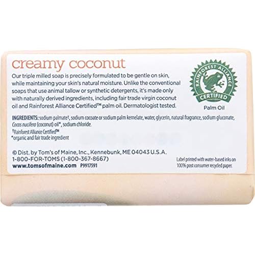 Tom's of Maine Natural Beauty Bar Soap, Creamy Coconut With Virgin Coconut Oil, 5 oz.