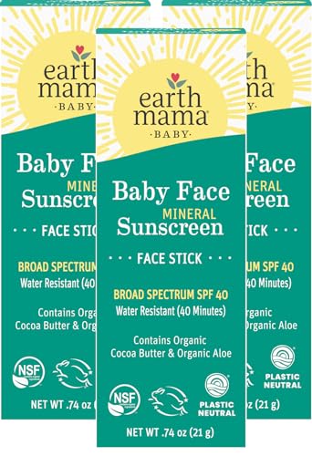 Mineral Sunscreen Stick SPF 40 for Sensitive Skin, Reef-Friendly, Water-Resistant, 3-Pack