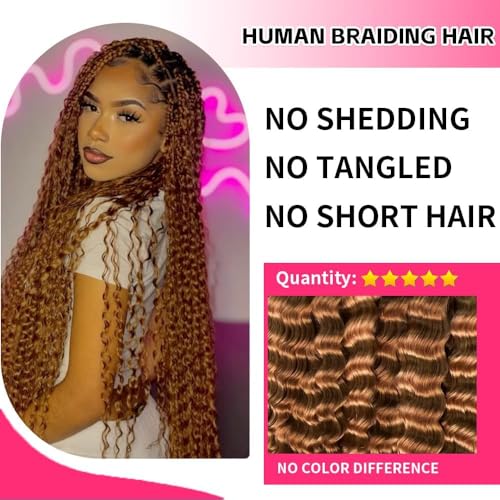 Aailvmey Curly Blonde Boho Human Braiding Hair 20 Inch - 3 Bundles, 120g