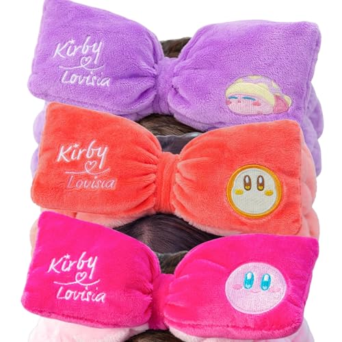 Lovisia Kirby Kawaii Face Wash Headband - Pink, Orange, Purple, Official Licensed Makeup & Skincare Headband for Girls & Women