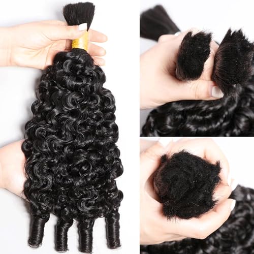 16 Inch Human Burmese Curly Braiding Hair - 1B/Black, 100% Virgin, Spiral Ends