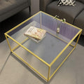 Gold Glass Coffee Table Modern Center Table for Living Room Minimalist Design