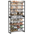 SONGMICS Ink Black 10-Tier Metal Shoe Rack Organizer Holds 40-50 Pairs
