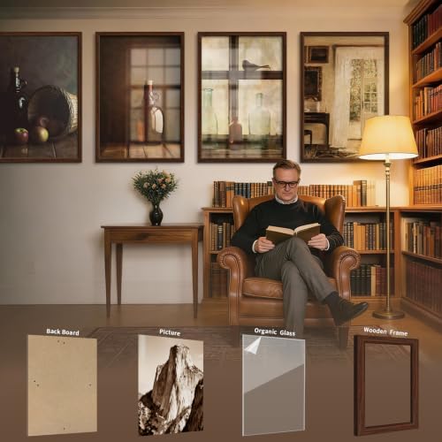 Brown Solid Wood 24x36 Poster Frame Set of 4 - Gallery Wall Hanging