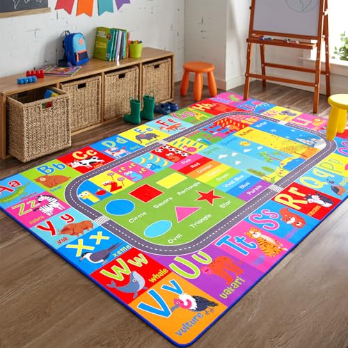 HOMORE Kids Educational Area Rug 5x7 Multi Color Classroom Play Mat