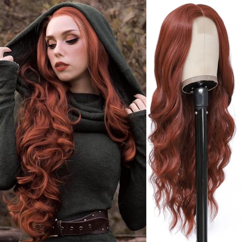 26 Inch Long Wavy Copper Red Wig for Women - Natural Look & Style
