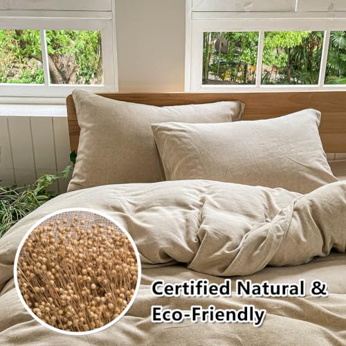 French Flax Linen Duvet Cover Set King Natural Linen - Eco-Friendly & Breathable
