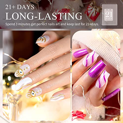 Metallic Nail Art Gel Liner Set - 12 Colors, Glitter & Painted Designs, 5ml