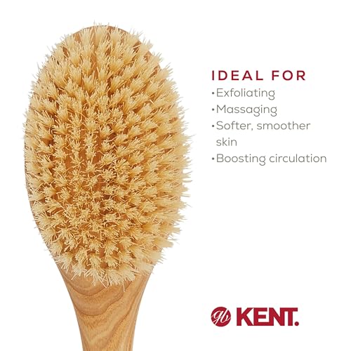 Kent FD10 Ashwood Back Scrubber for Shower & Bath Exfoliator - Boar Bristle Body Brush