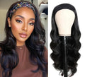 Justres Black 12 Inch Body Wave Headband Wig Human Hair Glueless Brazilian Virgin