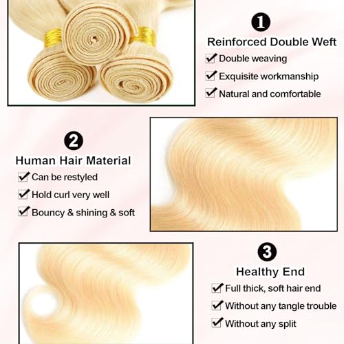 ROYAL IMPRESSION 24 Inch Blonde Body Wave Hair Bundles 613 Virgin Human Hair No Tangle