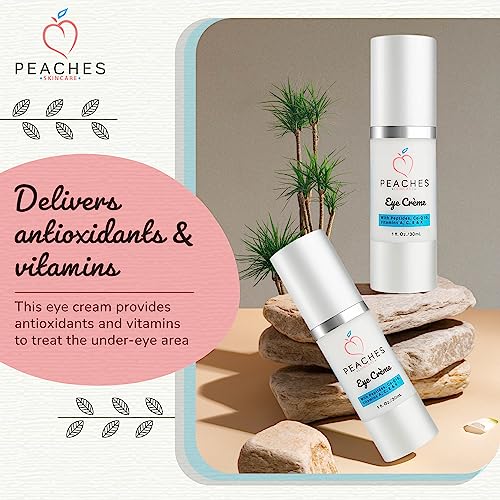 Peaches Skin Care Under Eye Cream ? Targets Puffiness, Dark Circles, and Bags ? Vegan Formula with Peptides, Co-Q10, Squalene, Vitamins, and Reishi ? Eye Cr?me (1 oz)