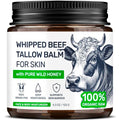 Beef Tallow for Skin ? Grass Fed Whipped Tallow and Honey Balm, Face and Body Moisturizer with Beeswax and Wild Honey, 3-Ingredient Fragrance Free Non Comedogenic Formula for Dry Sensitive Skin