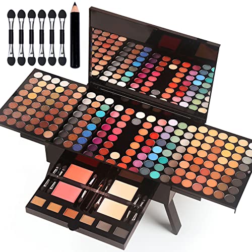 Women Makeup Set with 190 Colors Eyeshadow Blush Eyebrow Powder Face Concealer & Mirror