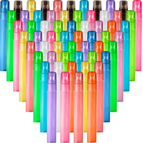 Patelai 60 Pieces 10 ml Plastic Spray Bottles Empty Fine Mist Sprayer Bottles for Travel Essential Oils Perfume Supplies(Multicolored)
