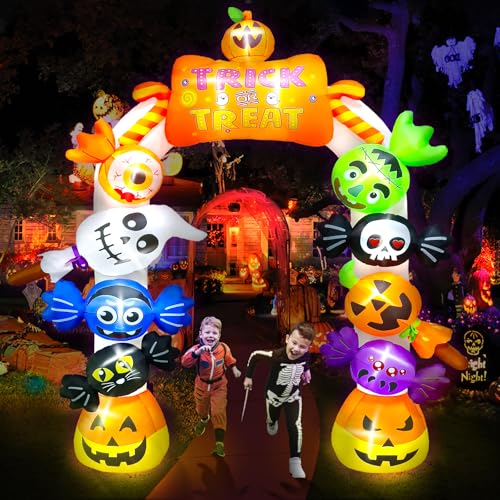 Halloween Inflatable Archway Candy Ghost 10FT Tall Yard Decor with LED Lights