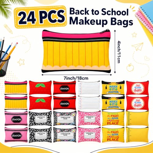 Teacher Appreciation Makeup Bags Set - 24 Stylish Cosmetic Pouches for Back to School
