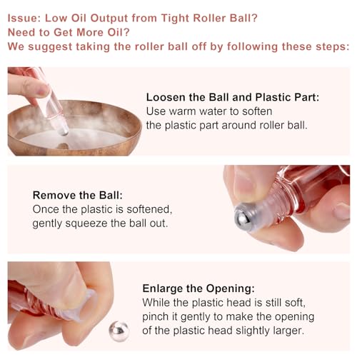 Rose Gold 10ml Essential Oil Roller Bottles - Leak-Proof Glass Vials, Refillable & Portable