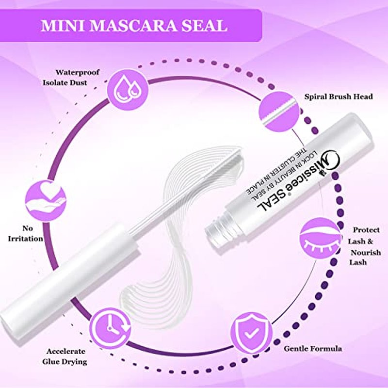 DIY Lash Extension Kit, Missicee Cluster Eyelash Extension Kit with Lash Bond & Seal, Applicator and Remover, 144 Pcs 0.10mm 56D 9-16mm Mixed Wide-stem Cluster Lash, Individual Lashes Kit at Home