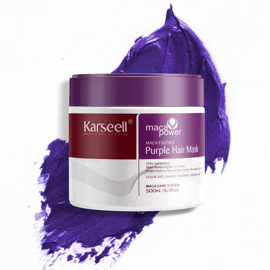 Karseell Purple Hair Mask For Blonde Silver Gray Highlighted Hair Professional Neutralizes Brass & Yellow Tones 16.90 oz 500ml