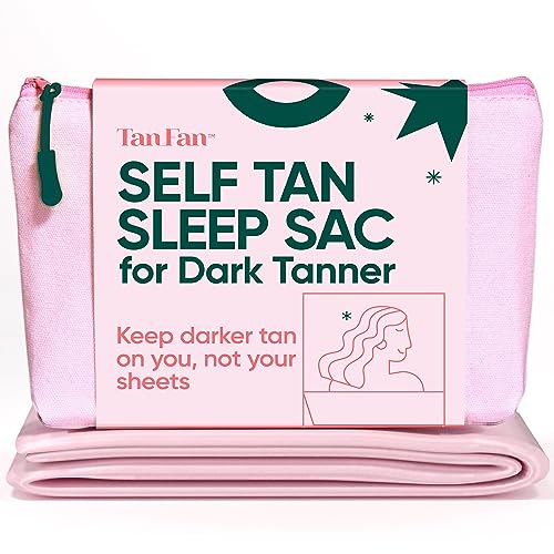 Tan Fan Self Tan Sleep Sac for Dark Tanner + Pillowcase - Keep Sheets + Pillows Clean from Self Tanner Stains - 100% Cooling Silky Poly - Won¡¯t Rub or Absorb Tanning Lotion - Lightweight Breathable