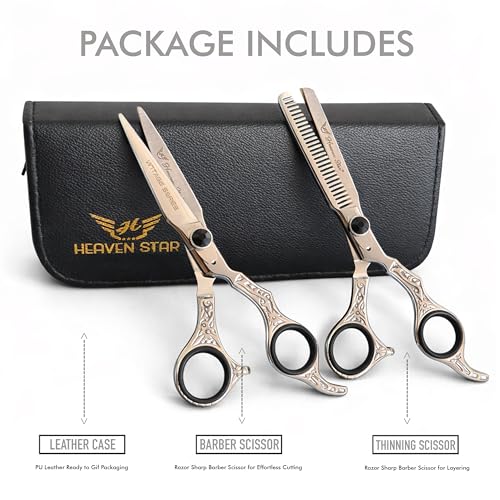 Silver 6.5-Inch Professional Hair Cutting & Thinning Shears Set