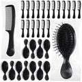 Mini Hair Brush and Comb Set - Black, 48 Pieces for Travel & Grooming