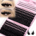 Fluffy Lash Clusters with Bottom Lashes Spikes Eyelashes Manga Eyelash Clusters 12-22MM Volume Lash Extension with Individual Lashes DIY at Home for Beginner