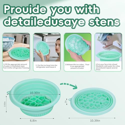 Silicone Face Bowl for Ice: Facial Ice Bath Built-In Icetray,Portable Collapsible Ice Facial Basin for Sunburn Recovery,Reduces Puffiness,Sensitive Skin,Skin Calming Tool,Gifts for Skincare Lovers