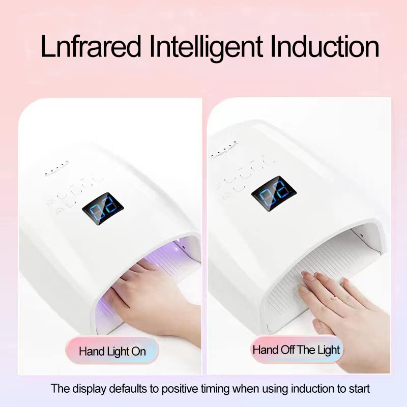 Pink Cordless UV LED Nail Lamp - Rechargeable Manicure Dryer with Smart Sensor
