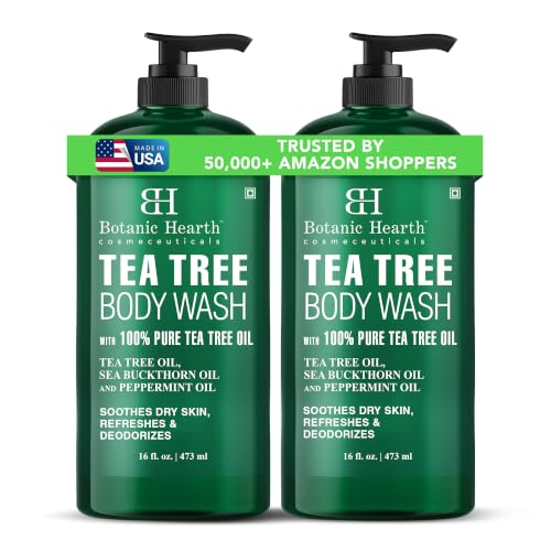 Botanic Hearth Tea Tree Body Wash & Shower Gel Pack of 2 - 16 Fl Oz Each - Refreshing & Gentle for Daily Use