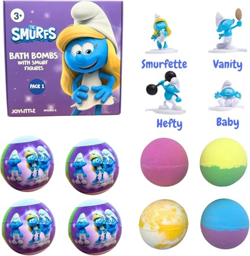 Smurfs Bath Bombs with Action Figures - Pack 1 - Lavender, Jasmine, Rose, Gardenia